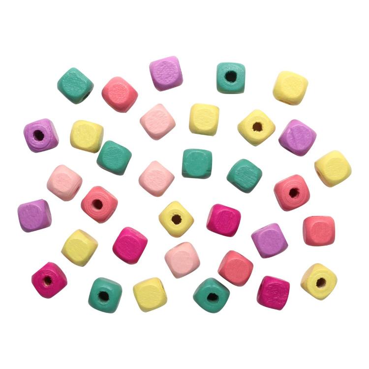 4AR397 Бусины деревянные, цветной микс,куб, 10мм, 18гр/упак, Астра (Светлый микс) &mdash; PalitraMastera