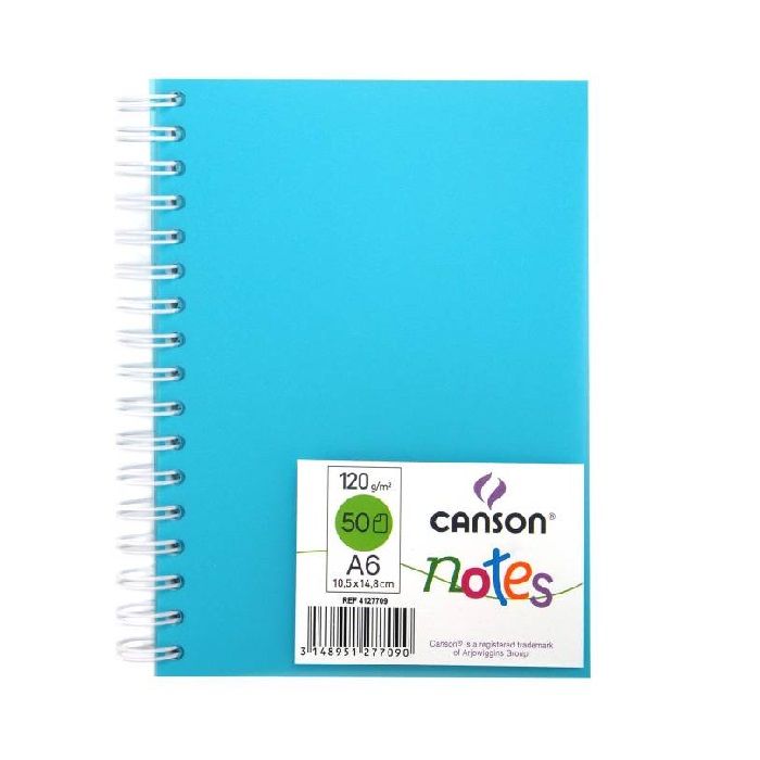 Блокнот для зарисовок Canson Notes 120г/м.кв 10.5*14.8см 50л пластиковая обложка на спирали голубой фото 1 &mdash; PalitraMastera