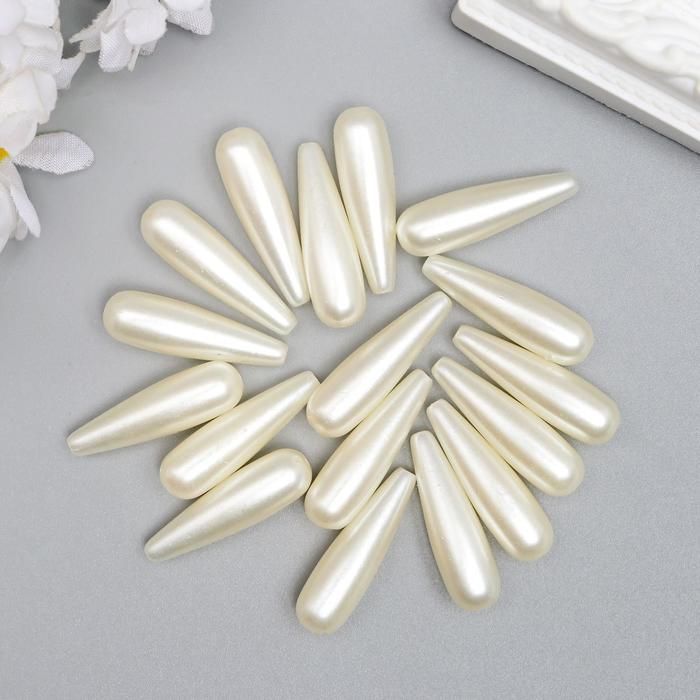 Набор бусин для творчества пластик &quot;Жемчуг вытянутая капля&quot; набор 20 гр 3х1х1 см  5392157 — PalitraMastera