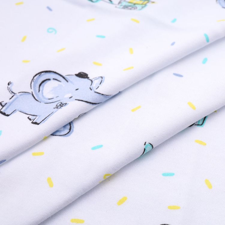 29527 Интерлок 'Слоники' 100% х/б (пл.170-180/м2 ) 45см*50см + -2см, цв. бело/серо/бирюзовый — PalitraMastera