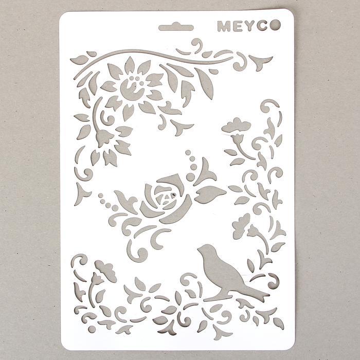 Трафарет "Птица в розовом саду" фото 1 — PalitraMastera