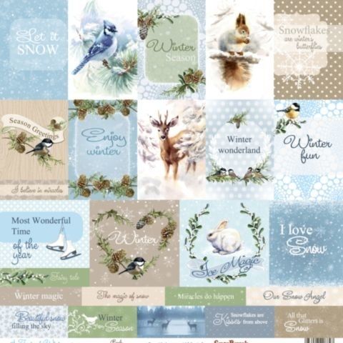 Бумага для скрапбукинга 30,5х30,5 см 190 гр/м, односторон Вкус Зимы Карточки, (10 шт/уп) АНГ фото 1 &mdash; PalitraMastera