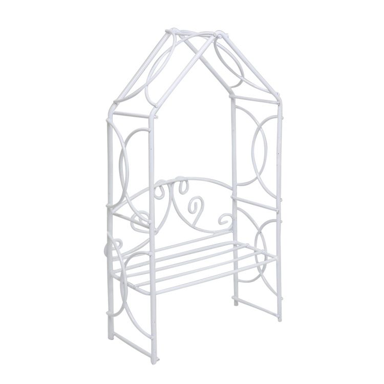 SCB271016 Металлическая мини беседка с лавочкой, белая 7,5*15см — PalitraMastera