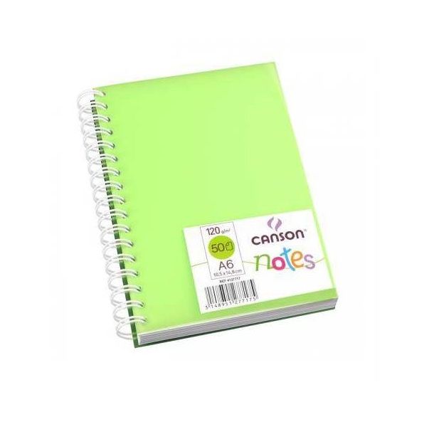 Блокнот для зарисовок Canson Notes 120г/м.кв 10.5*14.8см 50л пластиковая обложка на спирали зел--- фото 1 &mdash; PalitraMastera