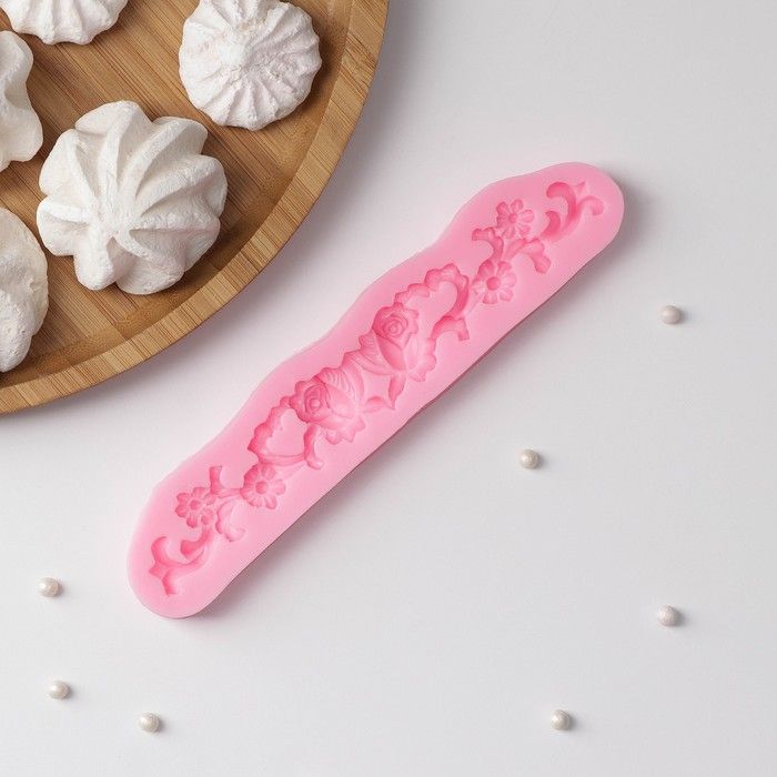 Молд «Цветочный венок», 16,7*3,5*1 см, цвет розовый — PalitraMastera