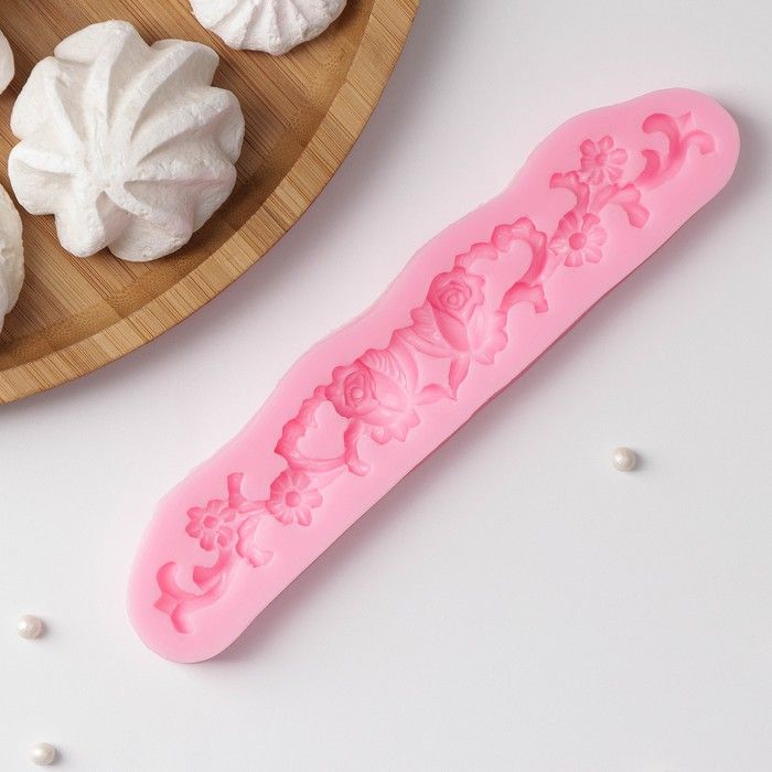 Молд «Цветочный венок», 16,7*3,5*1 см, цвет розовый — PalitraMastera