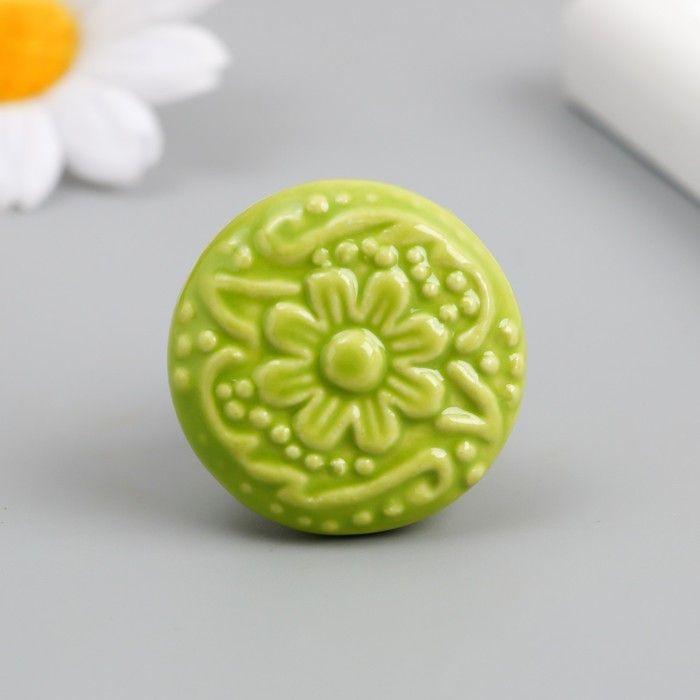 Ручка для шкатулки керамика, металл "Цветок" фисташка 3,4х3,4х3,4 см  9550688 фото 1 &mdash; PalitraMastera