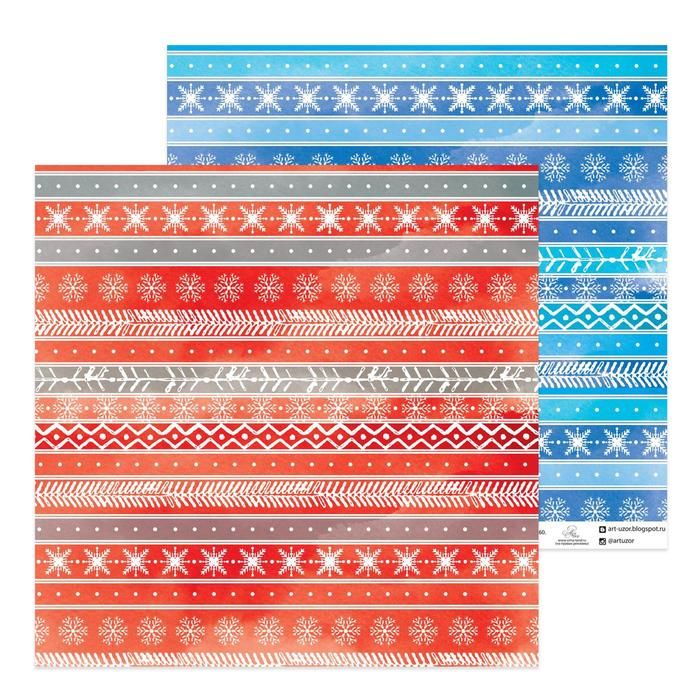 Бумага для скрапбукинга, &quot;Снежный орнамент&quot;, 30.5х30.5 см, 180 гр/м  2576293 — PalitraMastera