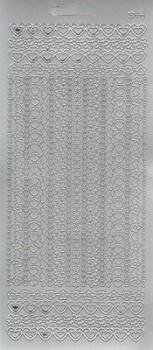 Контурные наклейки "Бордюры с сердцами/цветами", лист 10x24,5 см, цвет серебро фото 1 &mdash; PalitraMastera