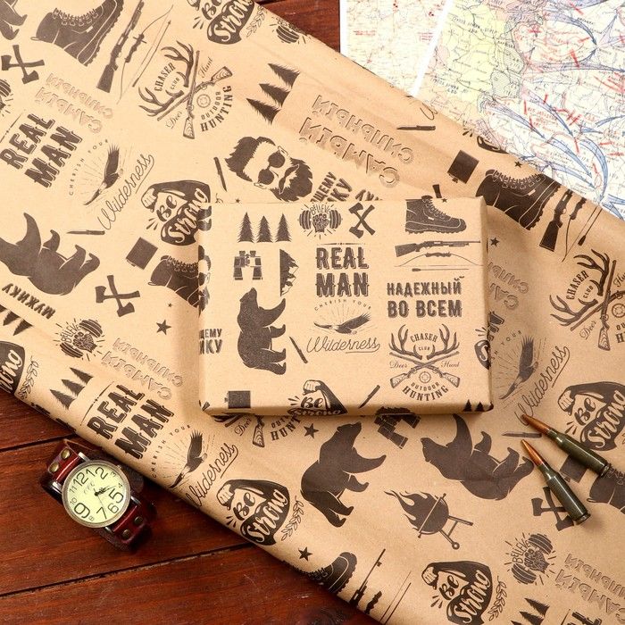 Бумага упаковочная, крафт «Надежный во всем», 70*100 см,1 лист фото 1 — PalitraMastera