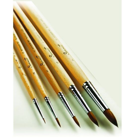 Сонет Кисть колонок микс круглая, короткая ручка пропитанная лаком №5  (111205) — PalitraMastera