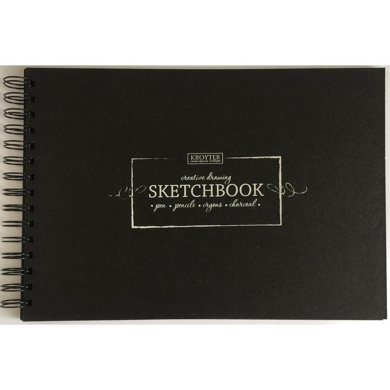 KROYTER Скетчбук на спирали для рисования, 207 х 297 мм, плотность 200 г/м2, 20 л, чёрные листы фото 1 &mdash; PalitraMastera