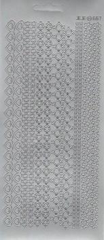 Контурные наклейки "Бордюры, сердца, цветочки", лист 10x24,5 см, цвет серебро фото 1 &mdash; PalitraMastera