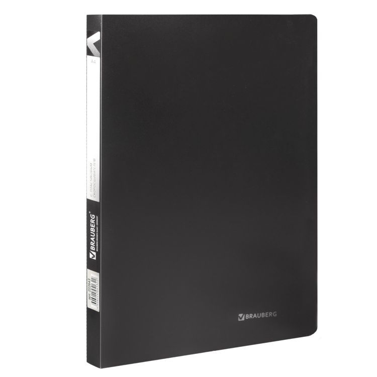 Папка с пластиковым скоросш. BRAUBERG Office, черная, до 100 листов, 0,5мм, 222645 — PalitraMastera