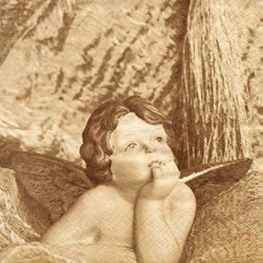 Салфетки бумажные для декупажа, 33х33 см, &quot;Ностальгический ангел, коричневый&quot;,  АКЦИЯ!!! — PalitraMastera