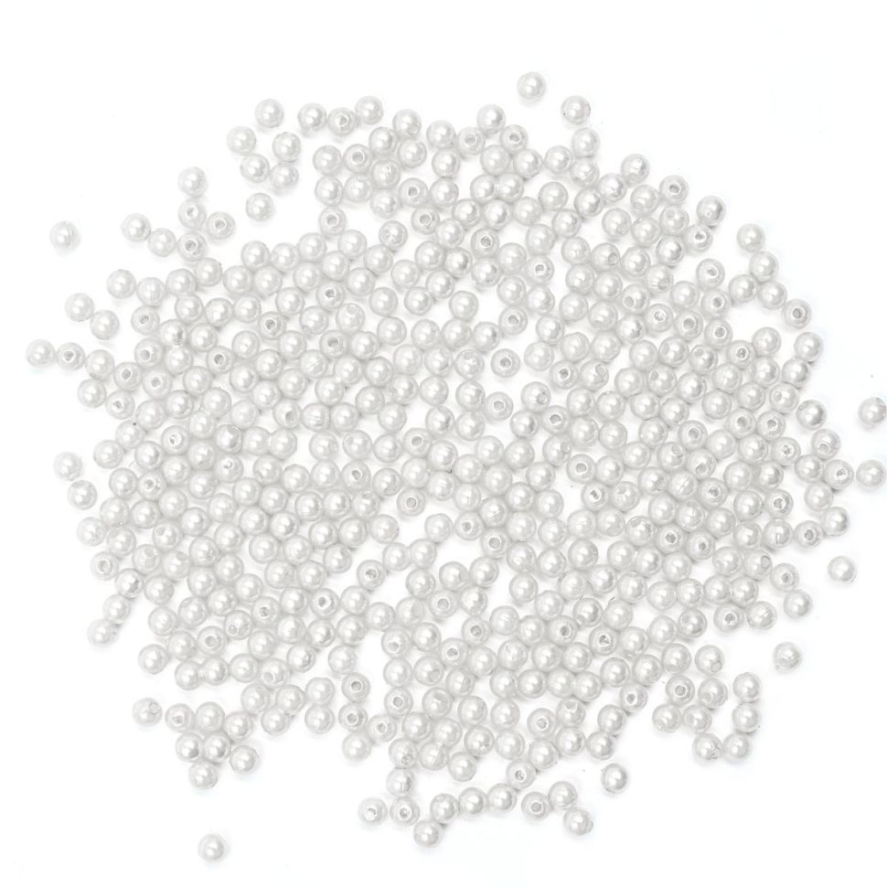 Бусины круглые, пластик, 5мм, 25гр, Astra&Craft (001 NL белый) фото 1 &mdash; PalitraMastera