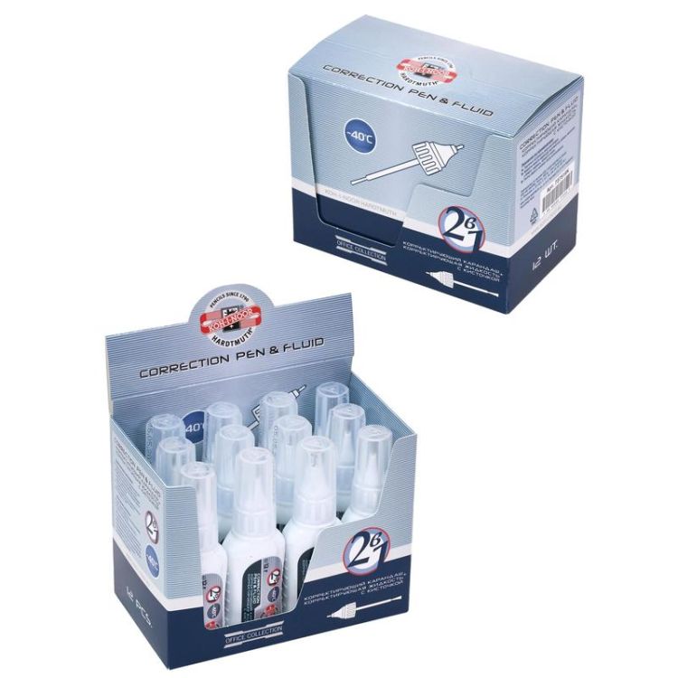 Коррект. ручка Koh-I-Noor кист.+метал. нак. 12 мл цв. корп. белый — PalitraMastera