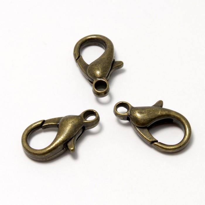 Замок карабин, размер 10х5 мм, цвет бронзовый фото 1 — PalitraMastera