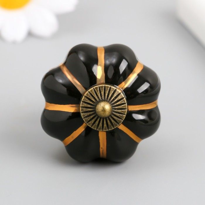 Ручка для шкатулки керамика, металл "Тыковка" чёрная 4х4х4 см  9550695 фото 1 &mdash; PalitraMastera