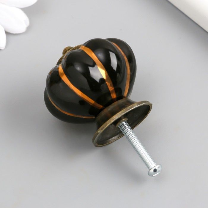 Ручка для шкатулки керамика, металл &quot;Тыковка&quot; чёрная 4х4х4 см  9550695 — PalitraMastera