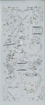 Контурные наклейки &quot;Валентинка&quot;, лист 10x24,5 см, цвет серебристый — PalitraMastera