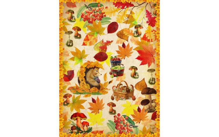 Рисовая бумага для декупажа &quot;Craft Premier&quot;, А4, 25г/м, &quot;Осень. Ёжик&quot; CP08722-1 — PalitraMastera