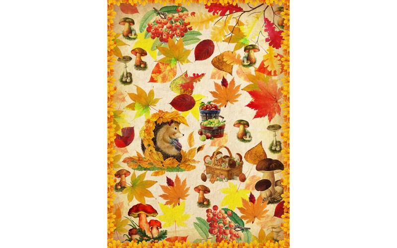 Рисовая бумага для декупажа "Craft Premier", А4, 25г/м, "Осень. Ёжик" CP08722-1 фото 1 — PalitraMastera