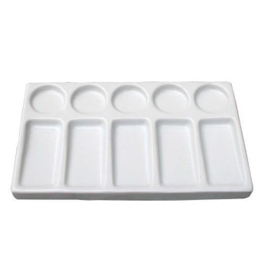 Палитра фарфоровая "Сонет", прямоугольная, 11х19 см, 10 ячеек фото 1 — PalitraMastera