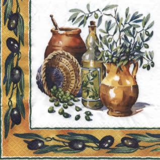 Салфетка для декупажа - 33 x 33 cm Оливки и масло АКЦИЯ!! фото 1 &mdash; PalitraMastera