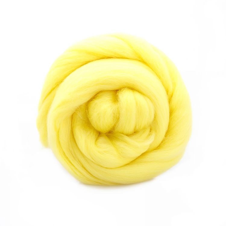 Гребенная лента шерсть  аргентинский меринос лимон 1340, 50гр &mdash; PalitraMastera