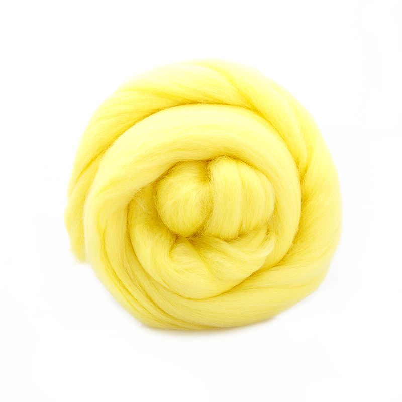 Гребенная лента шерсть  аргентинский меринос лимон 1340, 50гр фото 1 &mdash; PalitraMastera