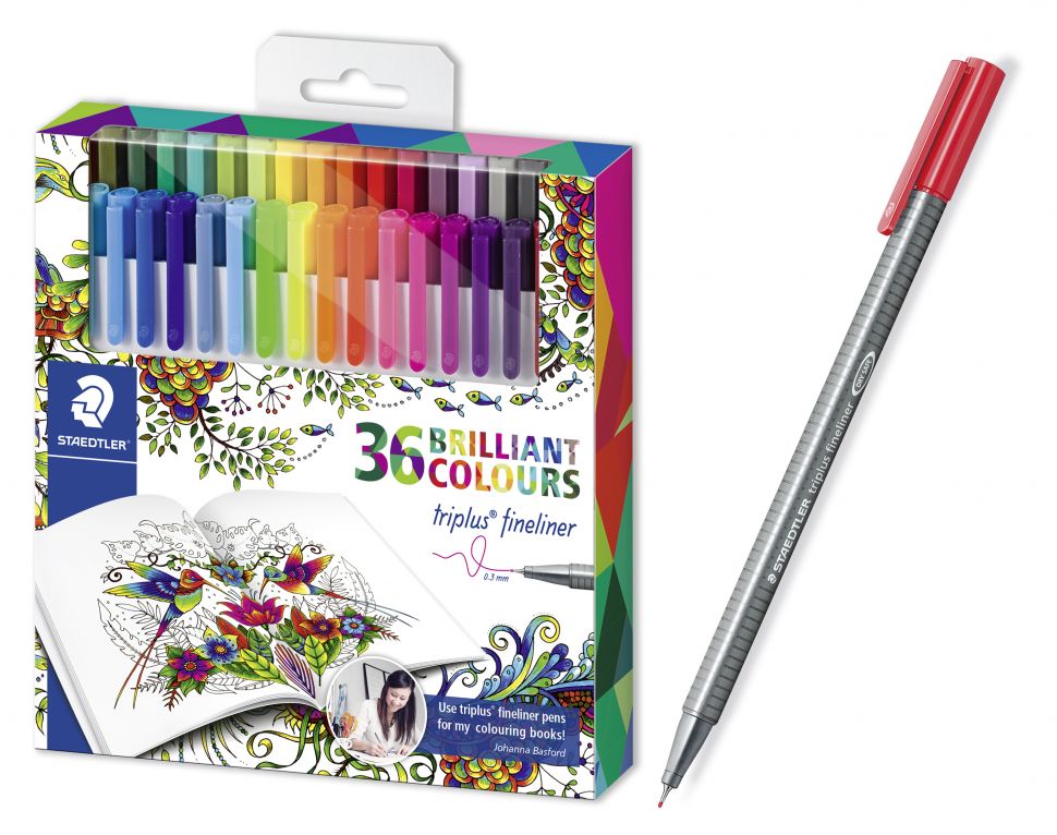 Ручки капиллярные STAEDTLER "Triplus 334 Johanna Basford" набор 36 цв., трехгр.,  0,3мм---АКЦИЯ!!! фото 1 &mdash; PalitraMastera
