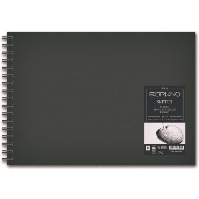 Блокнот для зарисовок Sketchbook 110г/м.кв 14,8x21см мелкозернистая 80л (ландшафт) спираль по короткой стороне фото 1 — PalitraMastera