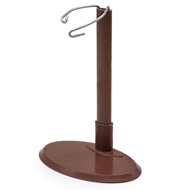 28892 Подставка для кукол овальная 10см, H-13-23см : пластик/металл, цв. коричн. — PalitraMastera