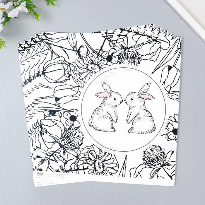 Бумага для скрапбукинга &quot;Милые зайчики&quot; плотность 180 гр 30,5х32 см  7908008 — PalitraMastera