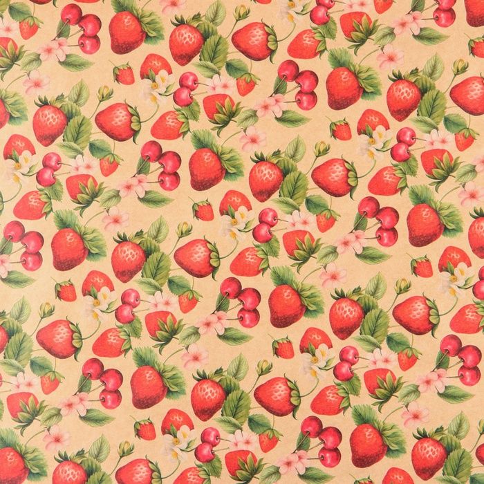 Бумага упаковочная крафтовая «Ягодки», 50 х 70 см фото 1 — PalitraMastera