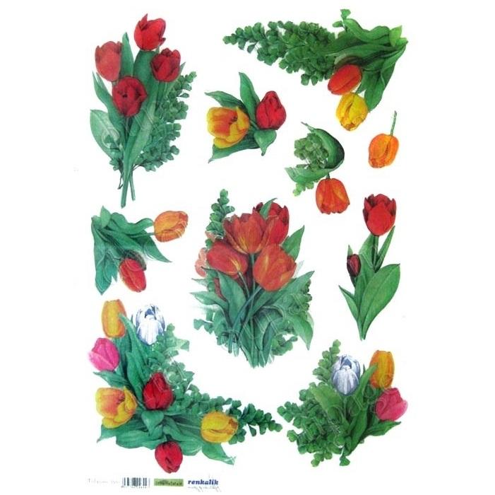 Renkalik Бумага рисовая для декупажа 25 г/м2, 35X50 см, Тюльпаны АКЦИЯ!!! — PalitraMastera