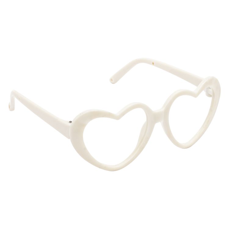 28887 Очки без стекла , пластик, сердце, 8,0 см , упак/1шт (белый) — PalitraMastera