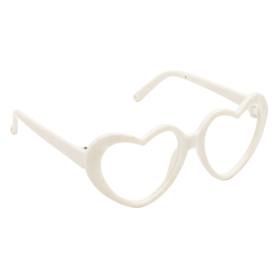 28887 Очки без стекла , пластик, сердце, 8,0 см , упак/1шт (белый) фото 1 — PalitraMastera