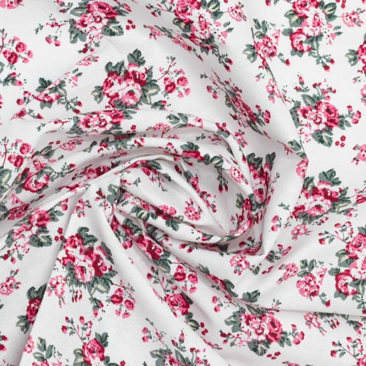 25696 Ткань х/б 'Цветы-10', 48х50см, 120г/кв.м, белый — PalitraMastera