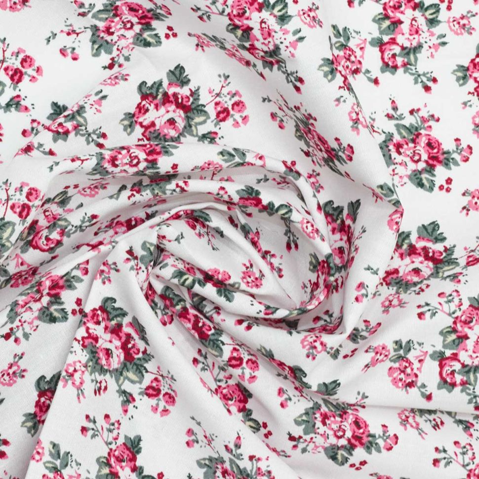 25696 Ткань х/б 'Цветы-10', 48х50см, 120г/кв.м, белый фото 1 — PalitraMastera