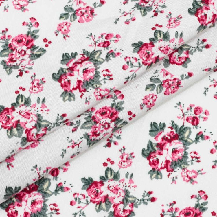 25696 Ткань х/б 'Цветы-10', 48х50см, 120г/кв.м, белый — PalitraMastera