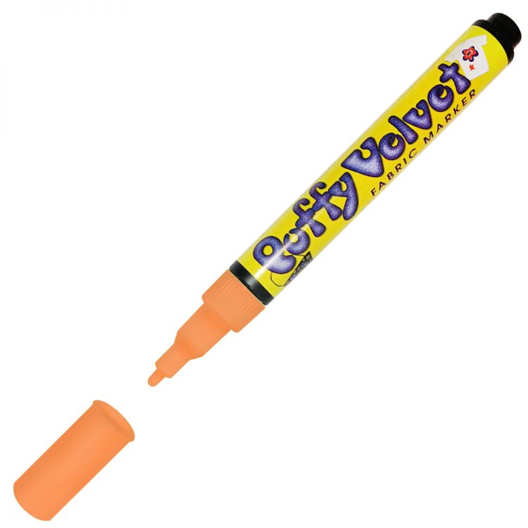 Маркер для ткани с эффектом бархата, 2-3 мм неон-оранж. светящийся в ультрафиолете MAR1022/F7 /Marvy — PalitraMastera