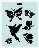 Трафарет пластик., 25,5х20,5 см, бабочки, колибри--- &mdash; PalitraMastera