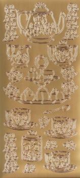 Контурные наклейки "Время чая", лист 10x24,5 см, цвет золото фото 1 &mdash; PalitraMastera