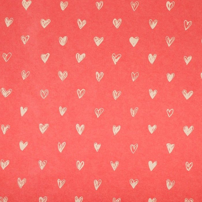 Бумага упаковочная крафтовая «Сердечки», фон красный, 50 х 70 см — PalitraMastera
