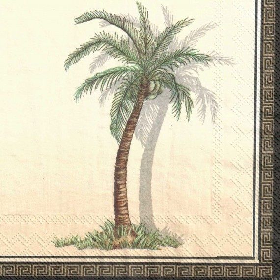 Салфетки бумажные для декупажа, 33х33 см, &quot;Пальма&quot;, кремовый АКЦИЯ!!! — PalitraMastera