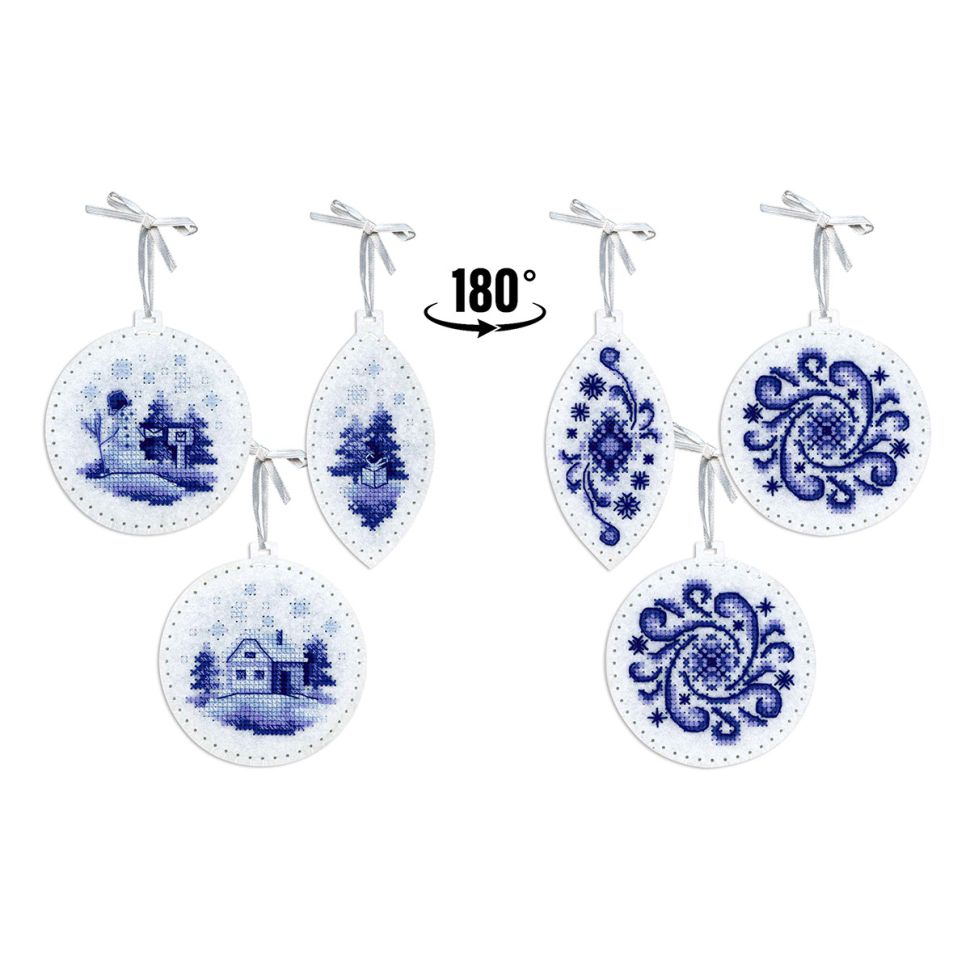 Т-1073 Набор для вышивания на перфорированном фетре МП Студия 'Новогодние игрушки №2. Набор из 3 шт.' 9*8, 9*8, 11*5 см фото 1 — PalitraMastera