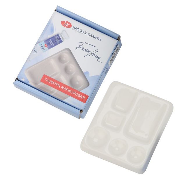 Палитра фарфоровая "Белые ночи", 7,5 х 8,5 х 1,4 см, 6 ячеек фото 1 — PalitraMastera