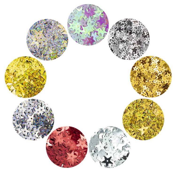 Из большого набора пайеток звездочек 7-20мм, 9 цветов по 10гр, Астра — PalitraMastera
